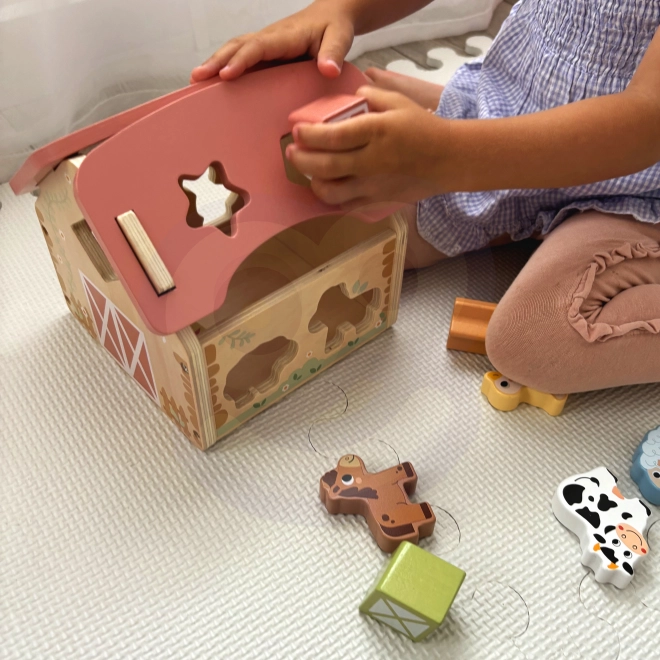 WOOPIE Holzbauernhof Sortierspielzeug und Farben 13 Stk