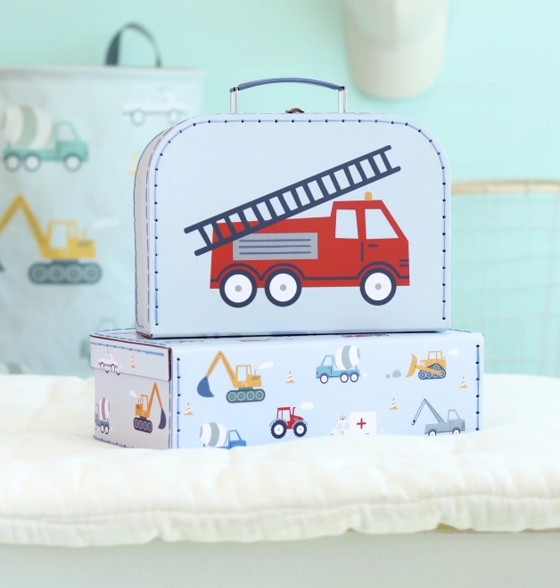 A Little Lovely Company Set aus zwei Pappschachteln – Fahrzeuge