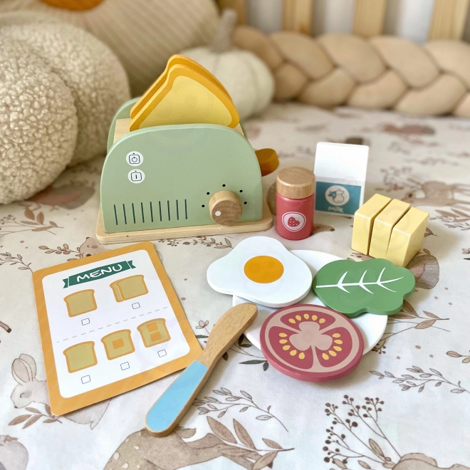 Hölzerner Toaster Pastell Frühstücksset von Tooky Toy