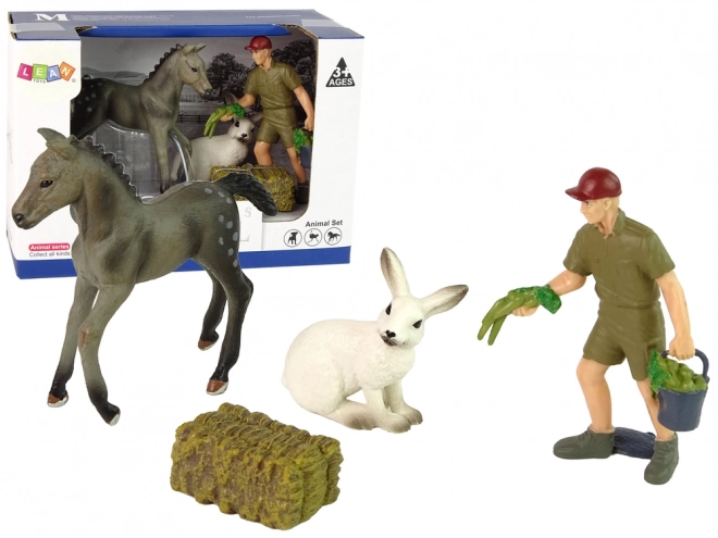 Spielzeug-Set Tiere: Pferd, Hase und Bauer