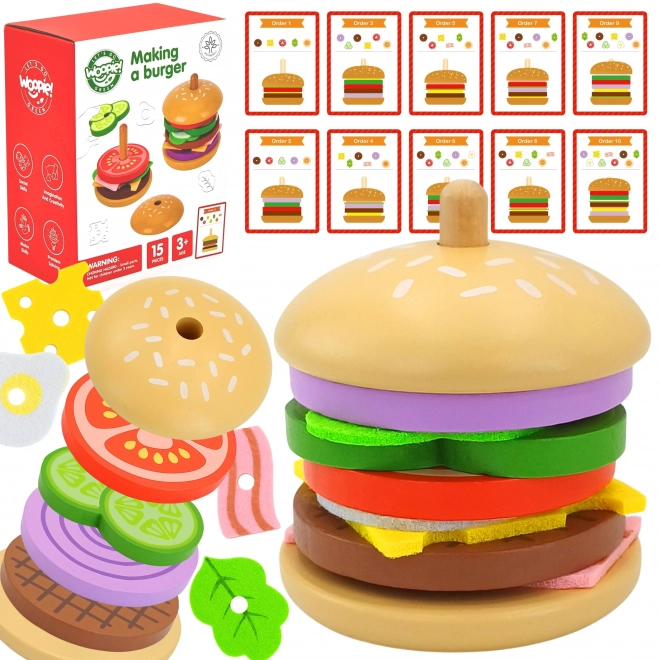 Holz Burger Restaurant Puzzle für Kinder 15 Teile FSC Zertifikat