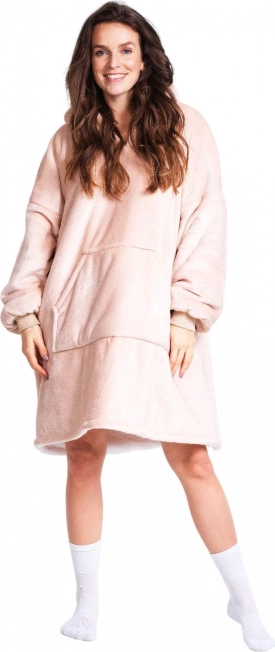Cozy Noxxiez CH357 Beige – warme TV-Hoodie-Decke mit Kapuze für Teenager und Erwachsene
