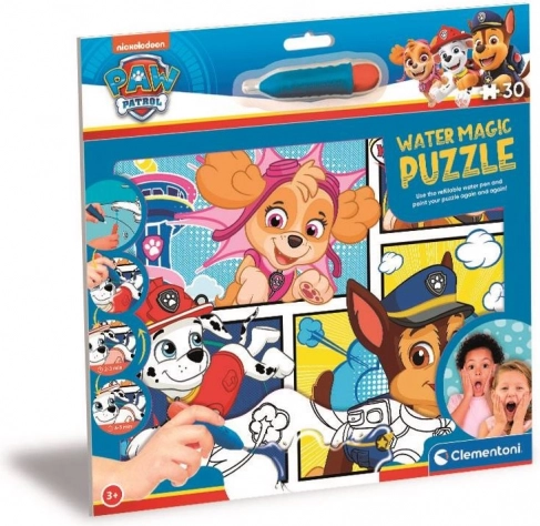CLEMENTONI Puzzle zum Malen mit Wasser Water Magic: PAW Patrol 30 Teile