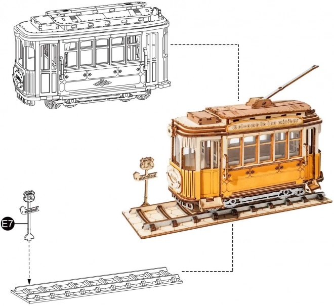 RoboTime 3D-Holzpuzzle Historische Straßenbahn