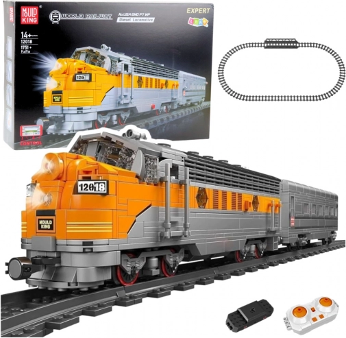Konstruktionsset RC-Zug grau‑gelb 1751 Teile mit Fernsteuerung und Gleisen