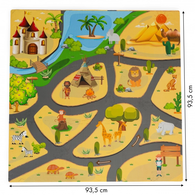 Schaumstoff-Puzzle-Bodenmatte Safari, 9 Teile, 93 × 93 cm