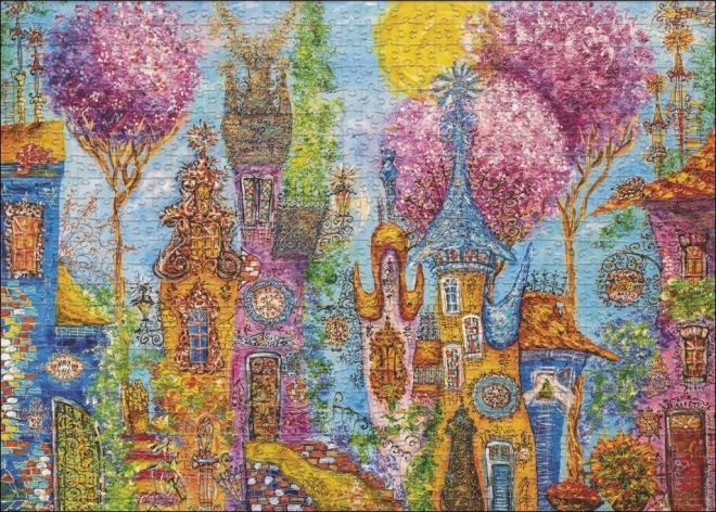 Charming Village Puzzle - Rosa Bäume 1000 Teile