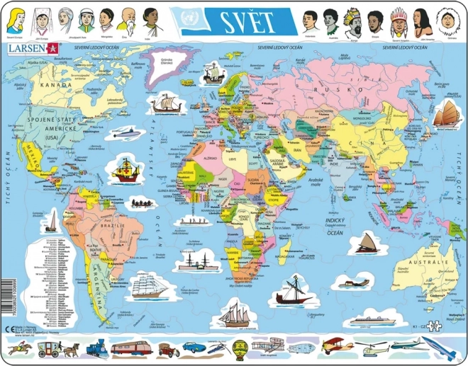 Larsen Puzzle Welt Politische Karte 107 Teile
