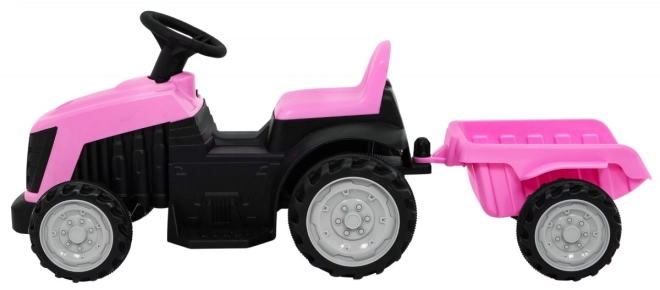 Grüner Traktor mit Anhänger – rosa