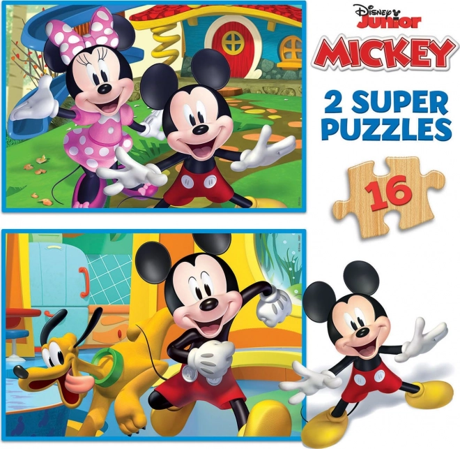 Educa Holz Puzzle Mickey und Minnie - 2x16 Teile