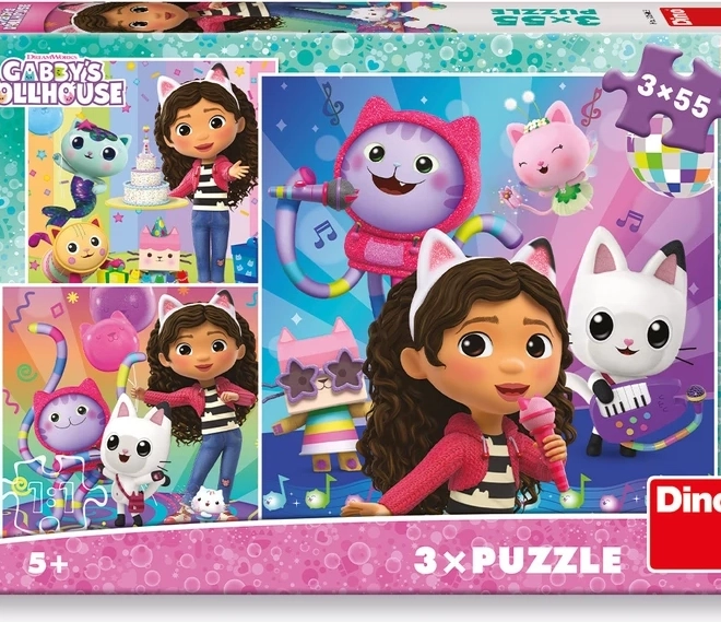 Kinderpuzzle Gabys magisches Haus Feier 3x55 Teile