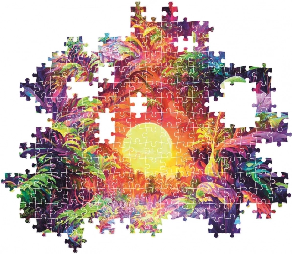 Leuchtendes Dschungelmotiv bei Morgendämmerung