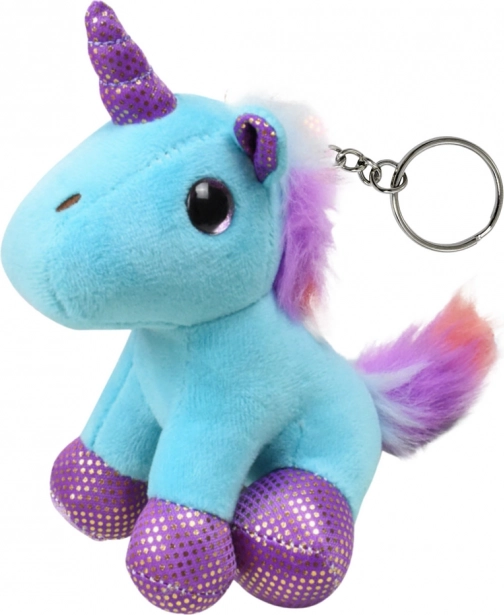 Plüsch Einhorn Anhänger Blau 12cm mit Metallring