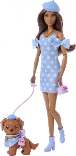 Barbie Doppel-Outfit – Pünktchen-Puppe mit Hündchen und Accessoires
