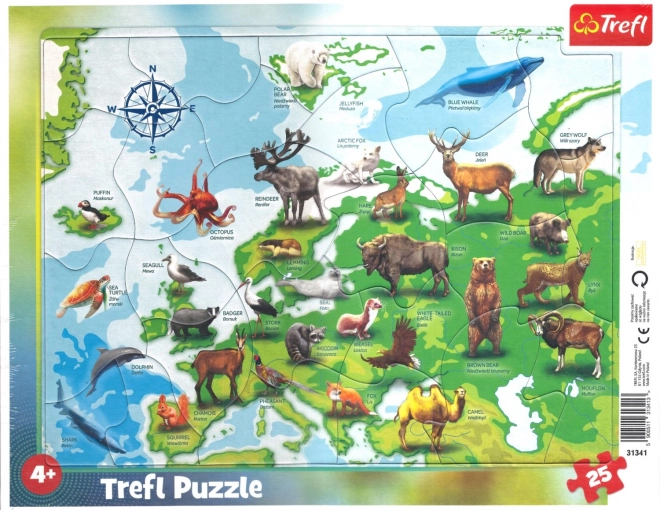 Europakarte Puzzle mit Tieren für Kinder