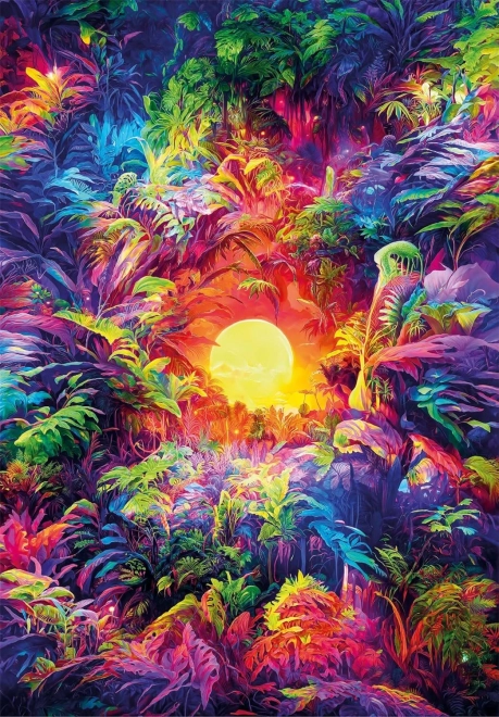 Psychedelischer Dschungel Sonnenaufgang Puzzle 500 Teile