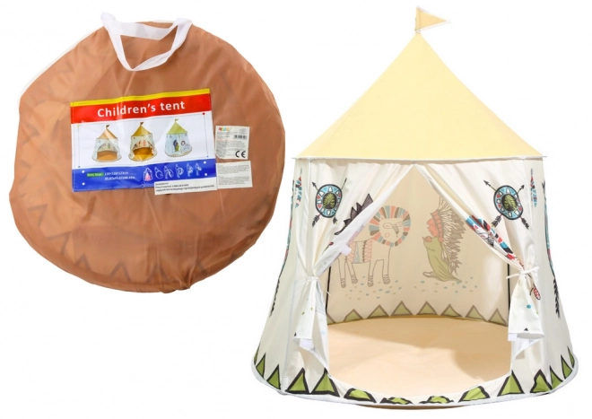 Indiander Tipi Zelt für Kinder Beige 125 cm