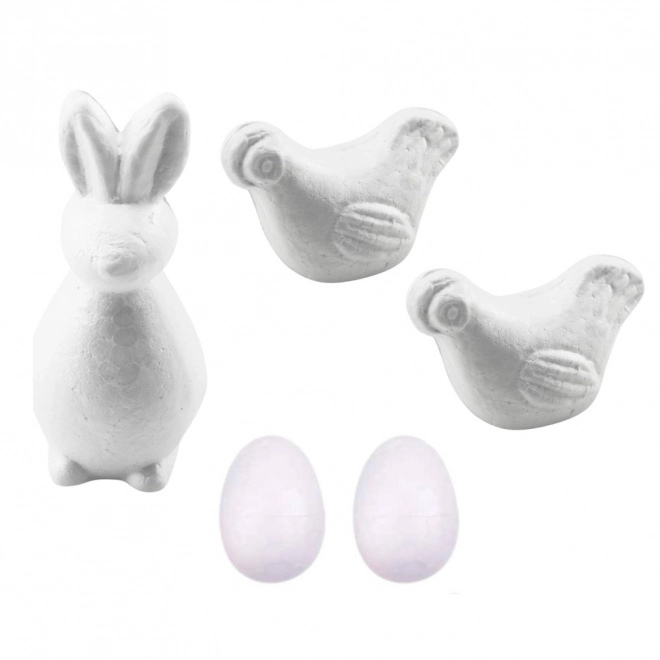 Osterset zum Bemalen von Polystyrol Dekorationen Hase, Ei und Henne