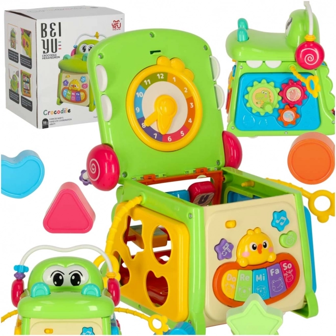 Lernspielzeugwürfel mit Sortierfunktion und Klavier Krokodil 4 in 1