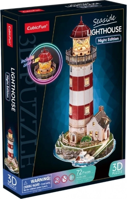 3D-Puzzle Leuchtturm Nachtversion