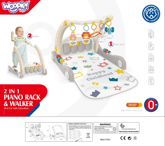Woopie Baby Spielmatte mit Gehfunktion und Klavier 2in1