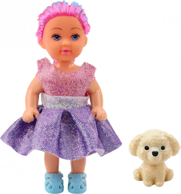 Mini-Puppe in Kleidchen mit Hündchen