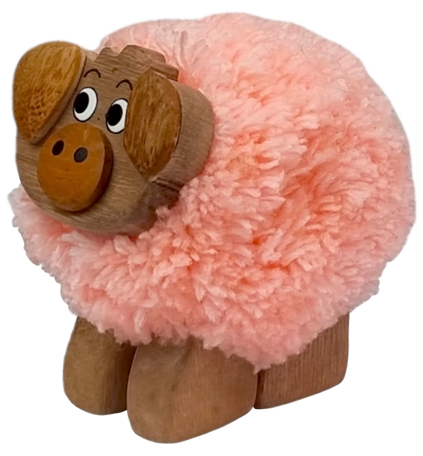 Holzfigur XL Schweinchen mit Pompon