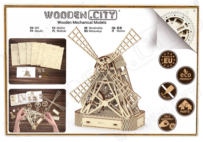 Holzmechanisches Windmühlen-Puzzle