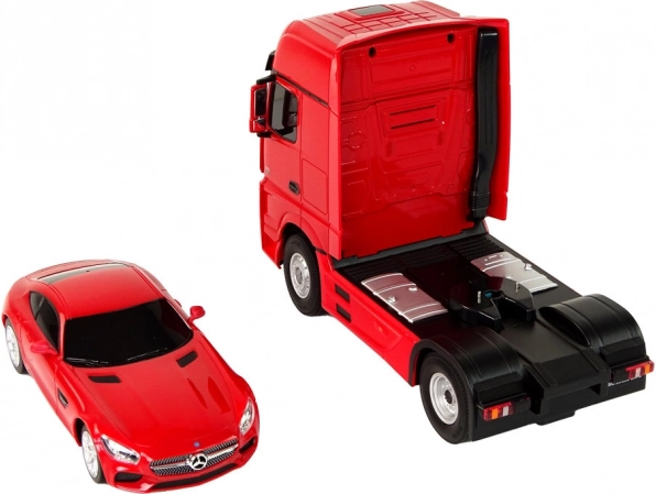 R/C Auto Mercedes-Benz mit Anhänger - rot
