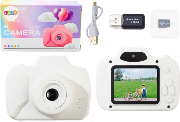 Kinderkamera Foto- und Videoaufnahme Spiel Speicherkarte 64GB Weiß
