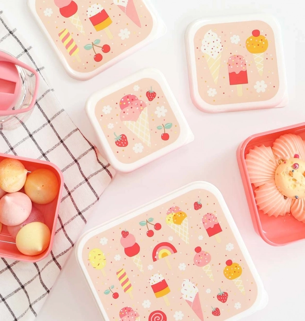 A Little Lovely Company Set aus vier Brotzeitboxen – Eiscreme