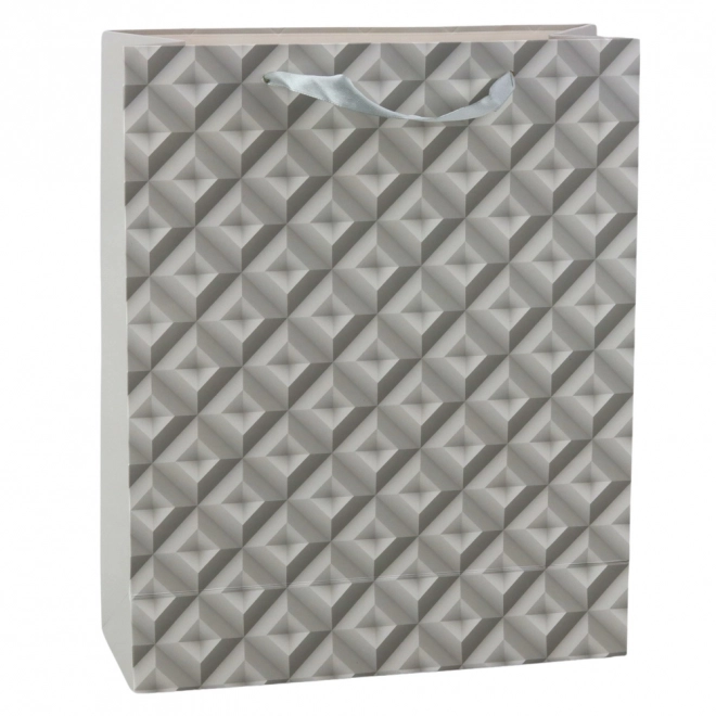 Geschenktasche mit 3D-Geometrie-Effekt Grau