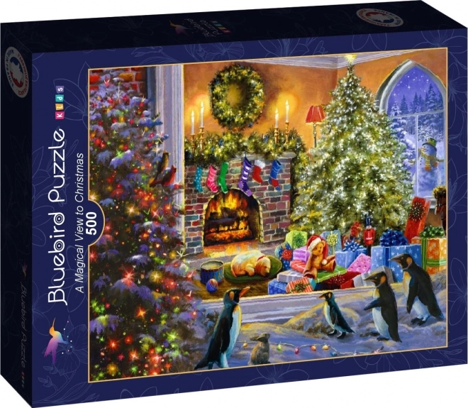 Blauer Vogel Magischer Weihnachtsblick Puzzle - 500 Teile