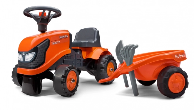 Baby-Kubota-Trettraktor mit Anhänger