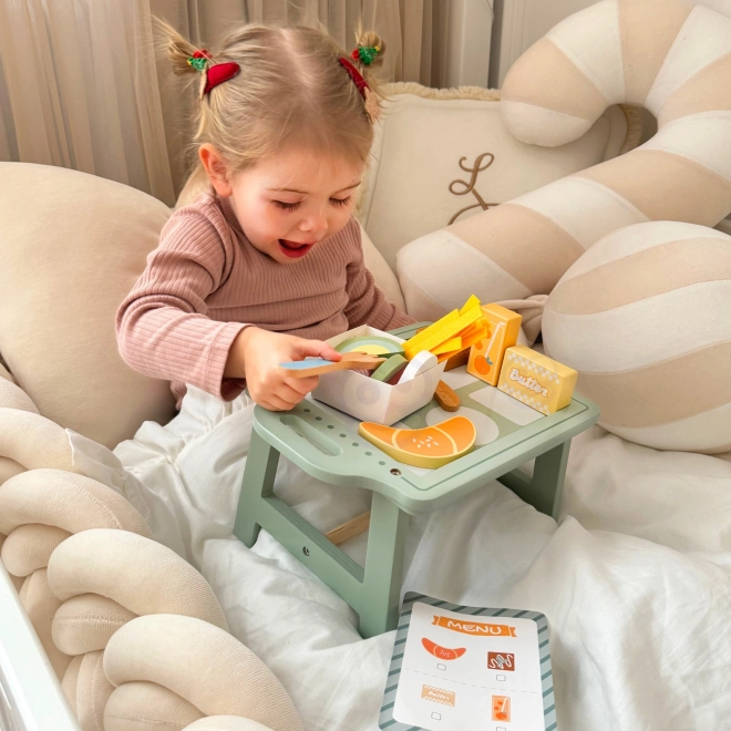 Woopie Green Frühstücksset mit Tablett und Holzzubehör Pastell