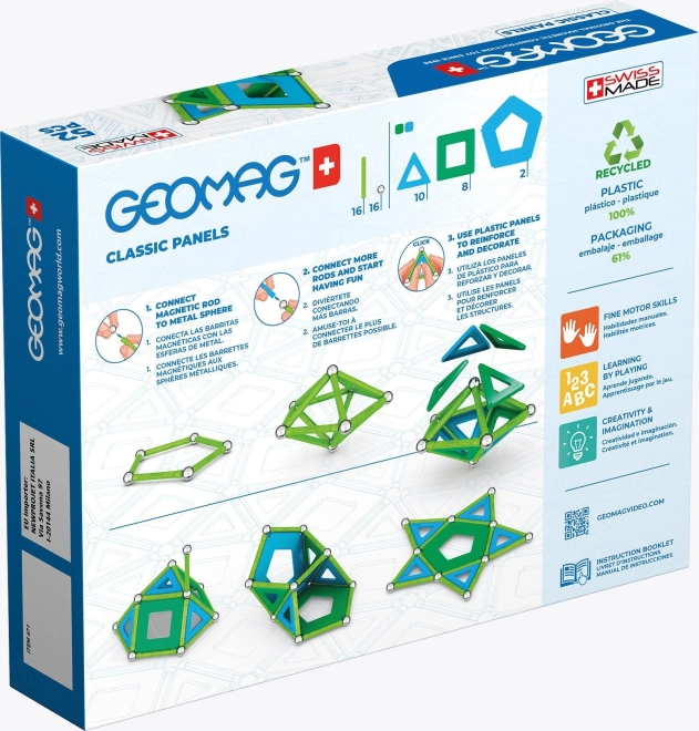 Klassische Konstruktionsmagnete Recycelt 52-teilig Geomag