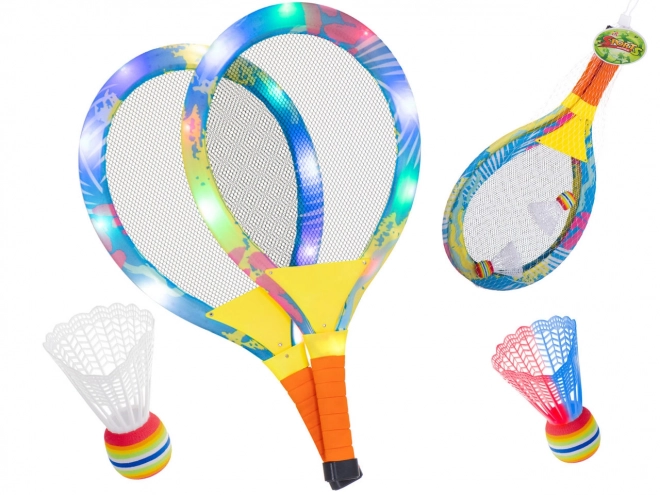 Leuchtende LED-Badmintonschläger mit Federbällen