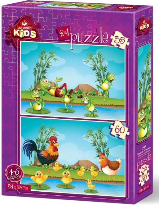 Puzzle Tiere mit Jungen 35+60 Teile