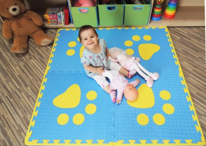 Puzzlematte Baby mit Rand - Blau und Gelb