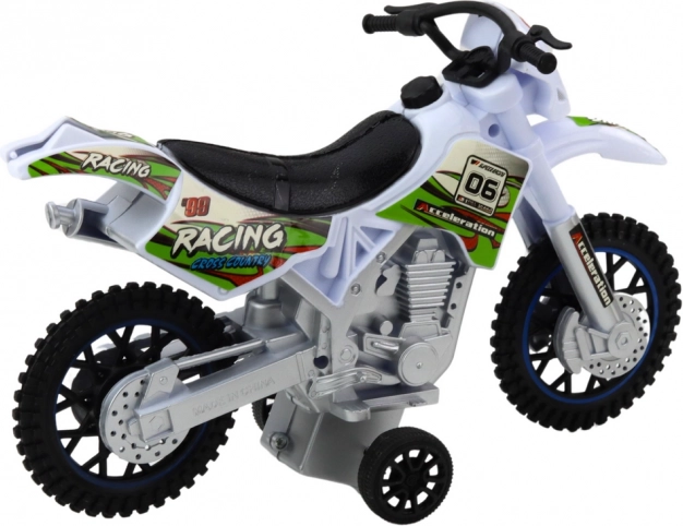 Weißes Motorcross-Offroad-Fahrzeug mit Licht- und Soundeffekten