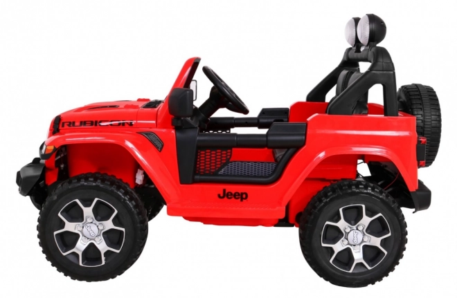 Jeep Wrangler Rubicon Batterie für Kinder Rot + Fernbedienung + MP3 LED Radio + EVA Räder