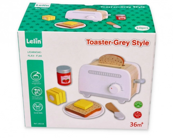 Holz-Spielzeug-Toaster Grau