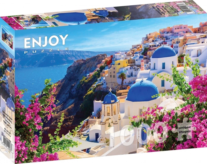 Puzzle Santorini mit Blumen, Griechenland 1000 Teile