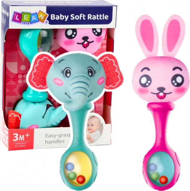 Rassel-Set mit weichem Ball Hase und Elefant