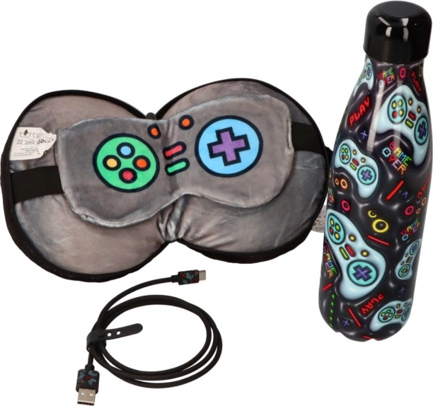Thermoflasche Let's Play mit Spiele-Motiv
