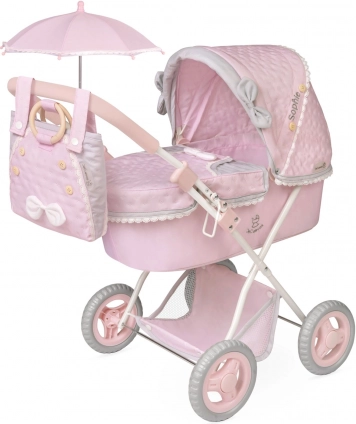 Klappbarer Puppenwagen mit Sonnenschirm und Tasche SOPHIE 60 cm