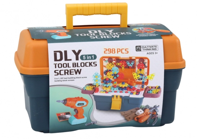 Konstruktionsspielzeug 3D-Puzzle mit Bohrmaschine in Koffer