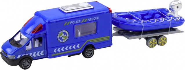 Rettungsfahrzeug-Set mit blauem Polizeihubschrauber