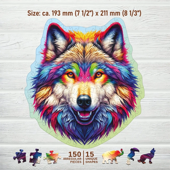 Holz Puzzle Regenbogen Wolf 150 Teile