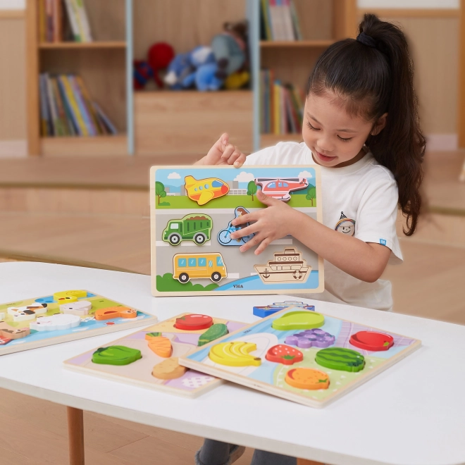 Viga Holzpuzzle Montessori Bauernhof Tiere